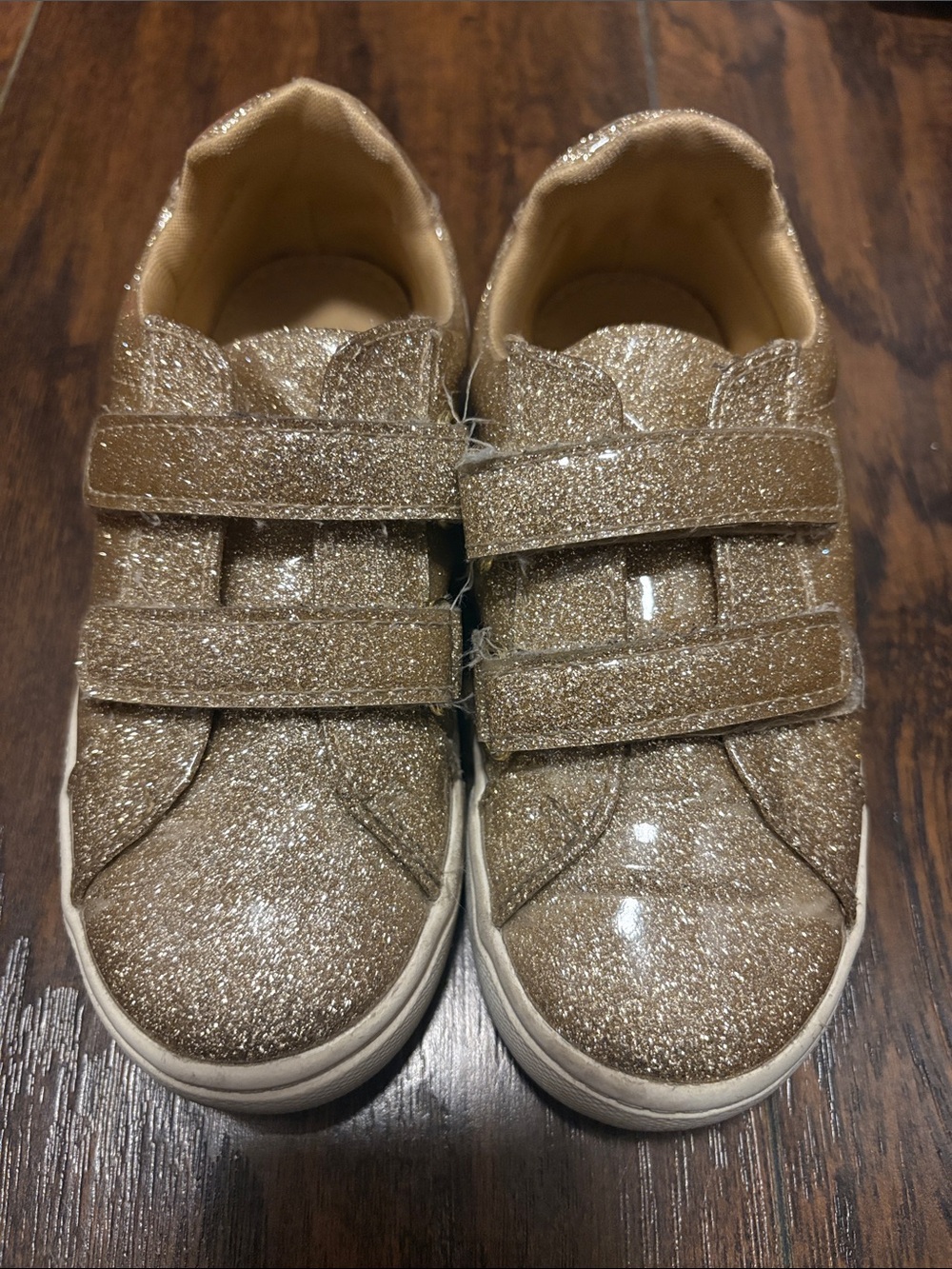 Kelly & Katie Glitter Velcro Sneakers - Gold